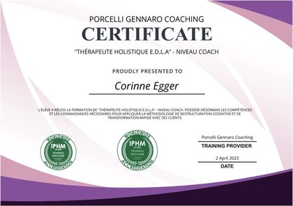 Certificat E.D.L.A. de Corinne Egger, hypnothérapeute à Villars-sur-Glâne